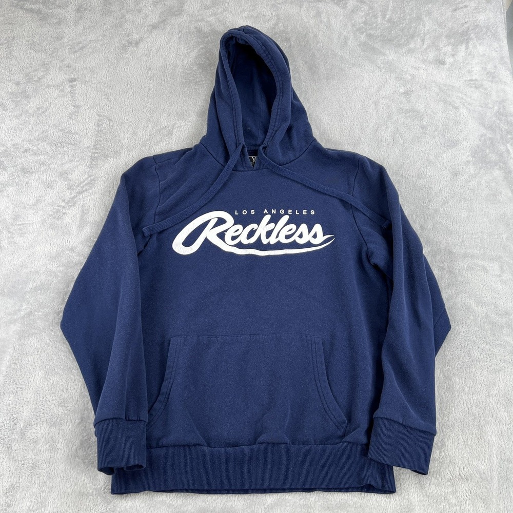 Young & Reckless LA Graphic Hoodie M Navy Streetwear Pullover Sweatshirt Skate